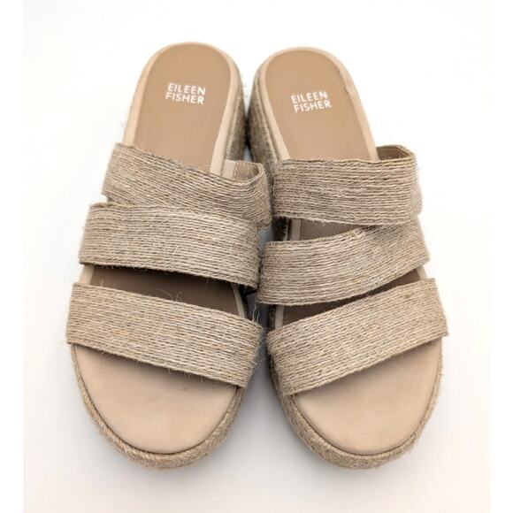 Eileen Fisher Mayla Jute Wedge Espadrille Sandal Women's Natural Size US8 EU38.5 - Picture 3 of 12